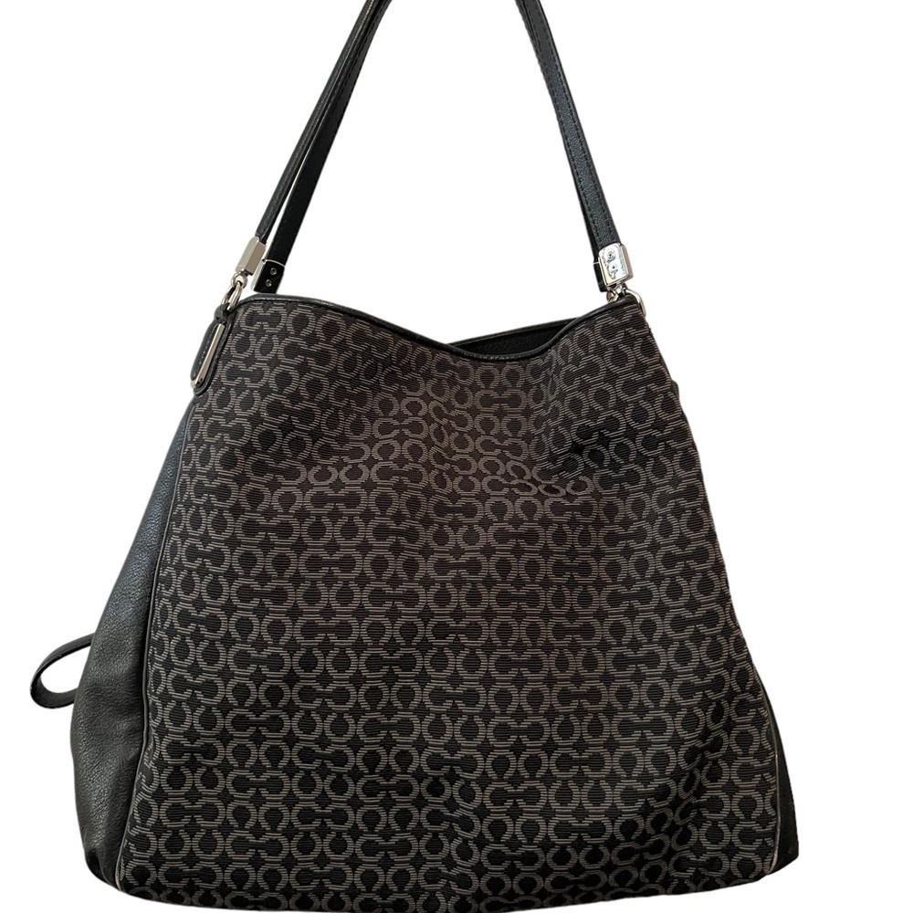 Coach logo hobo shoulder bag blue interior